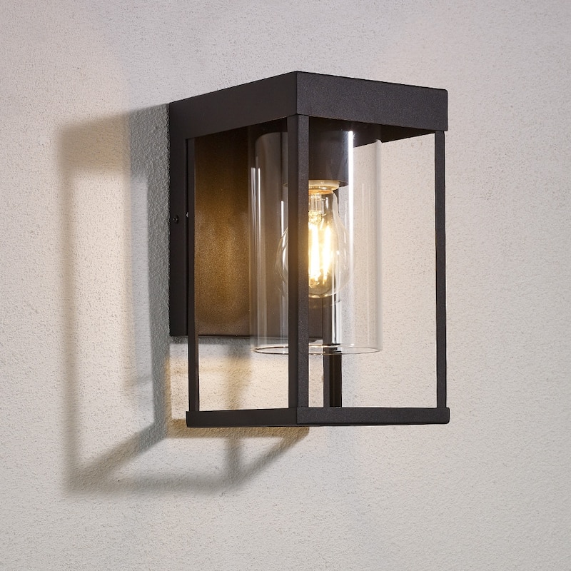 Outdoor Black Exterior Wall Lantern Sconce Light with Clear Glass 2-Pack - 9.06"H