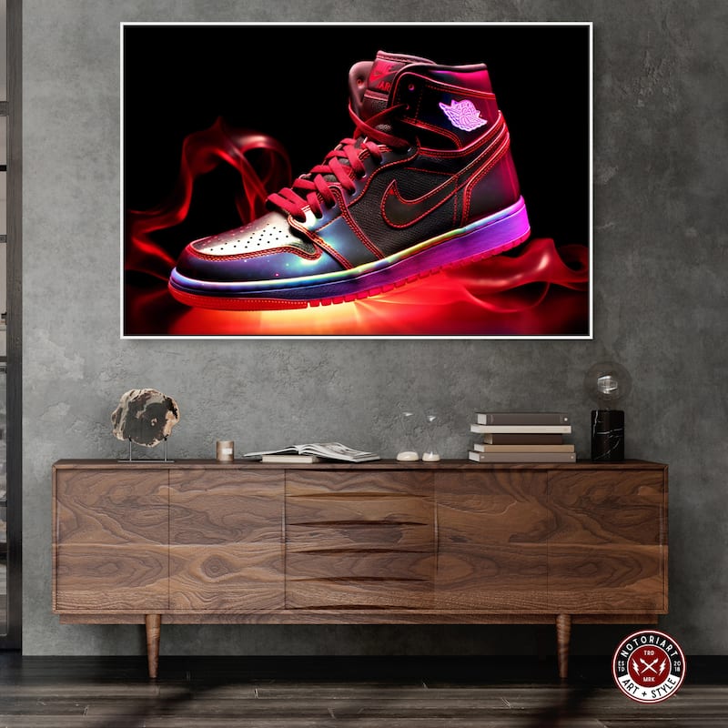 Notoriart Flaming Hot Sneaker Ii Framed Sneaker 1 Piece Canvas Wall Art