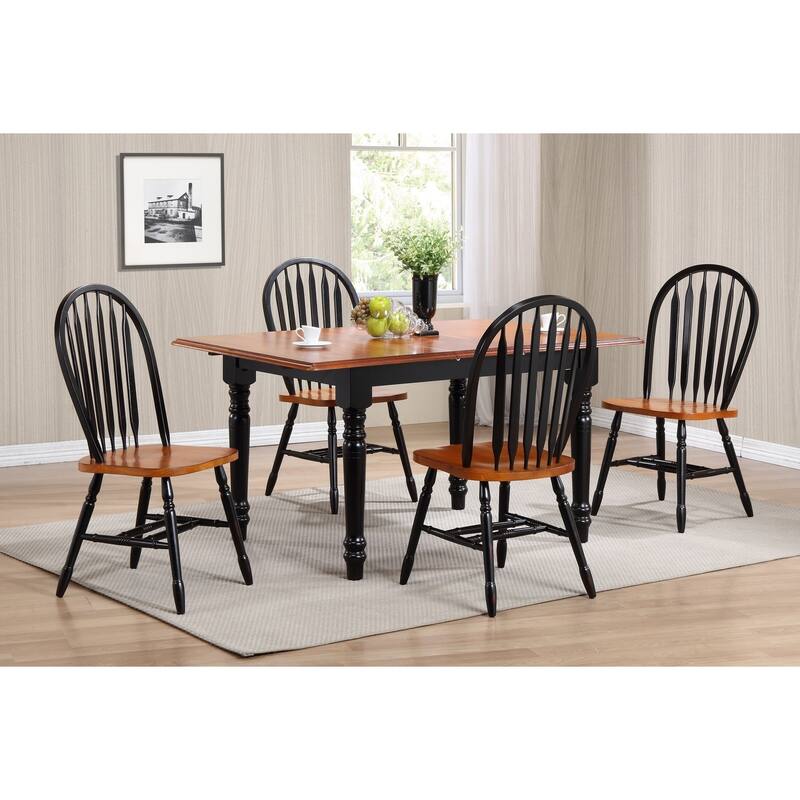 30 in. H, 7 -Piece Black Rectangle Wood Top with High Lattice Back 6 Seating Dining Room Set