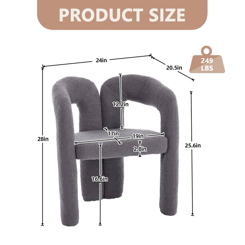HOMEFUN Teddy Fabric Upholstered Wood Frame Contemporary Designed Dining Side Chair（set of 2）