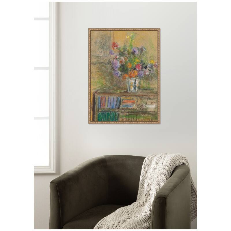 Kate and Laurel Nature morte au vase de fleurs circa 1932 Edouard Vuillard by Nostalgia Prints Framed Canvas Wall Art Print