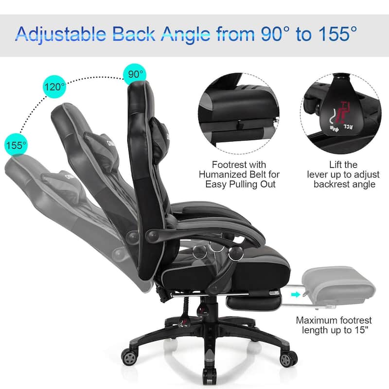 Gymax Office Computer Desk Chair Gaming Chair Adjustable Swivel - See Details