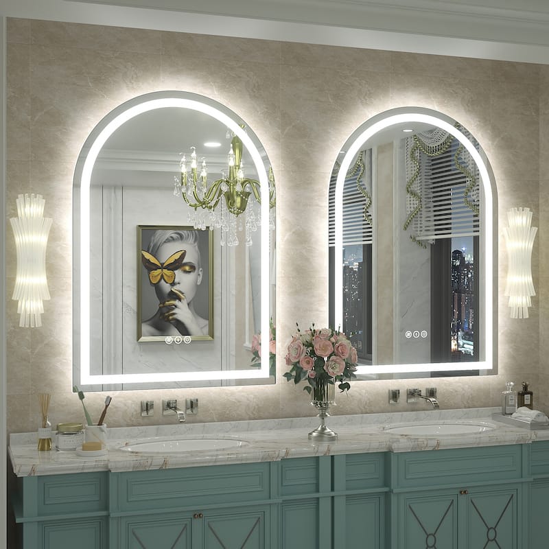 UL Certified Arched LED Anti-fog Tempered Glass Wall Bathroom Vanity Mirror
