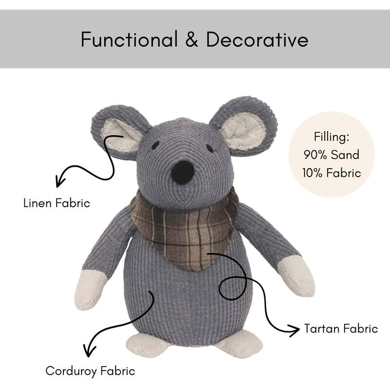 Decorative Mouse Door Stopper - Weighted Animal Doorstop, 2.3 lb - 9"H x 7"L x 5"W