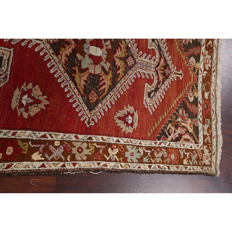 Vegetable Dye Geometric Anatolian Turkish Wool Area Rug Handmade - 3'9" x 6'7"