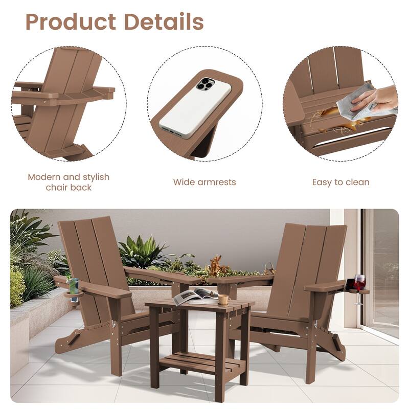 Foldable HDPE Modern Chair with Dual Cup Holders