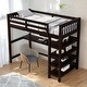 preview thumbnail 2 of 14, Twin Size Loft Bed with Storage Shelves and Under-bed Desk, Black