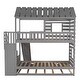 preview thumbnail 7 of 6, Kids Twin House Bunk Bed with Slide, Trundle, and Storage Stairs, Pine Wood Frame with Roof and Window Design