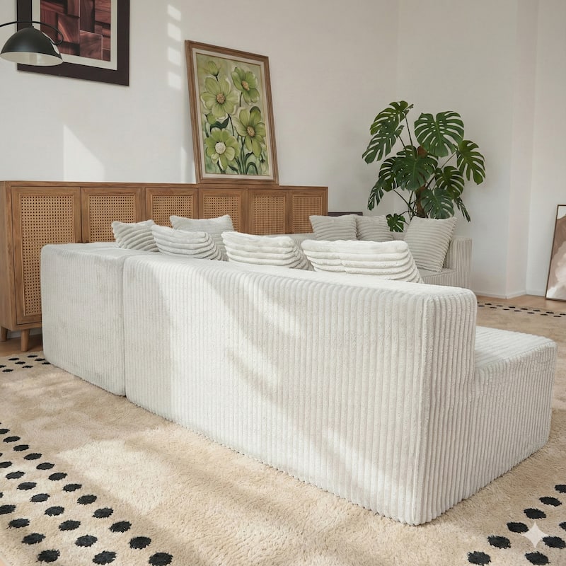 GDFStudio - American Design Modular 130" U-Shaped Sectional Sofa, Chaise Lounge with Reversible Layout