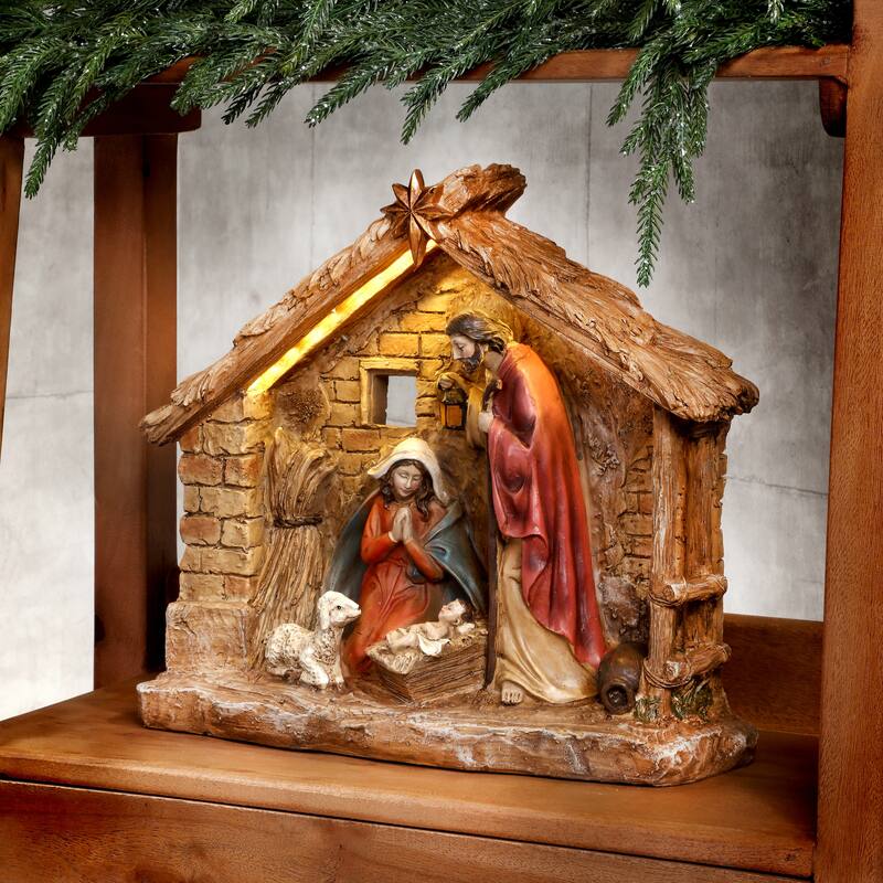 16" Resin LED Nativity In Cresh"