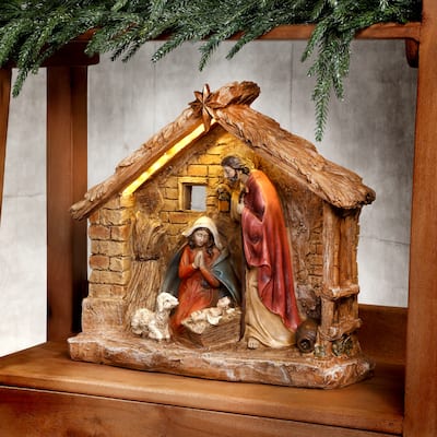 16" Resin LED Nativity In Cresh"