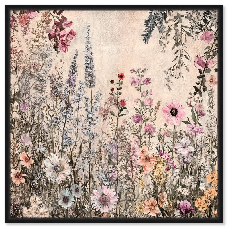 Chiffon Cosmos Canvas by Art Remedy - 16" x 16" - Black