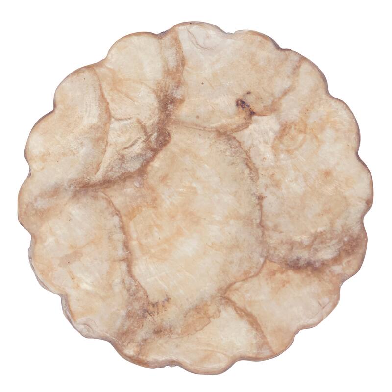 Scalloped Capiz Shell Coasters (Set of 4) - Natural Iridescent Drink Coasters for Coffee Tables, Bars & Entertaining, 4"