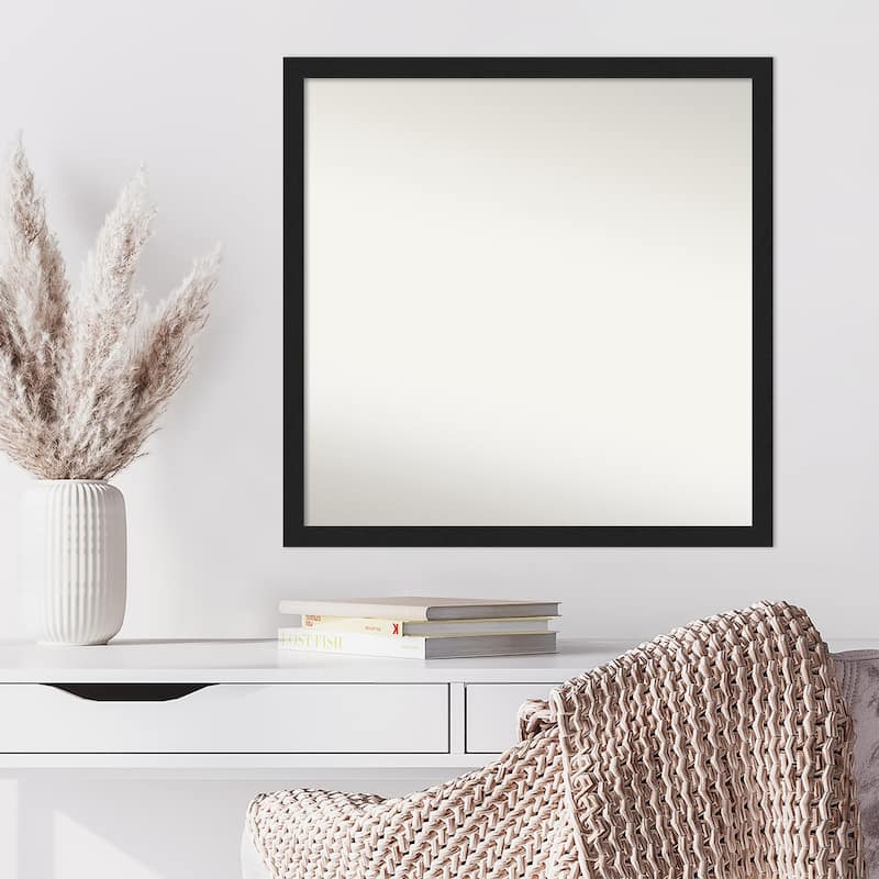 Non-Beveled Wall Mirror - Grace Brushed Metallic Black Narrow Frame