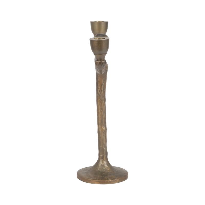 Metal Abstract Human Taper Candle Holder - Gold, 12 in.