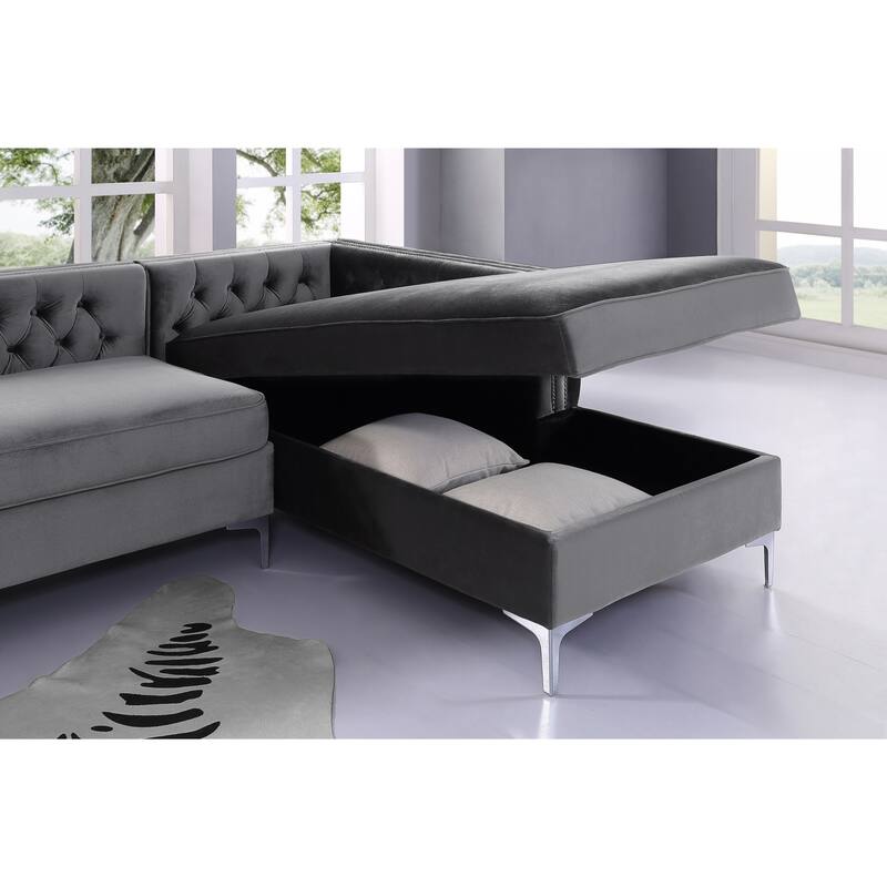 Dante Velvet Chaise Sectional Sofa