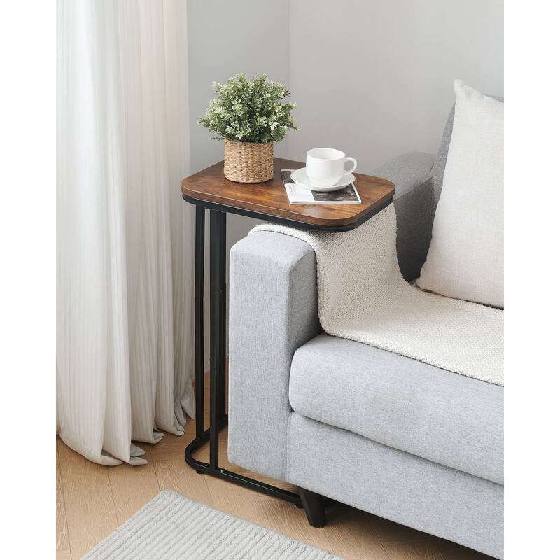 C Shaped End Table, 26.6 inches High Small Side Table for Couch Sofa Bed, Tall Tv Tray Table for Living Room, Bedroom
