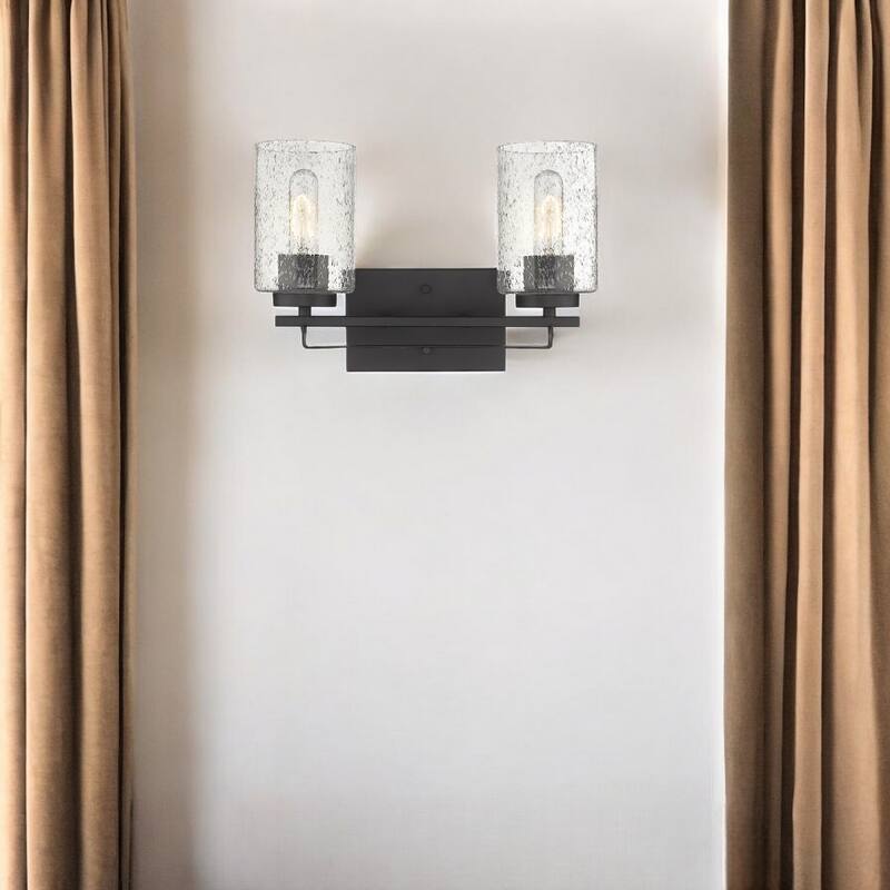 Modern Flush Mount Wall Light Fixture with Clear Bubble Glass Shade and LED Compatible for Bedroom - 2 - Bronze