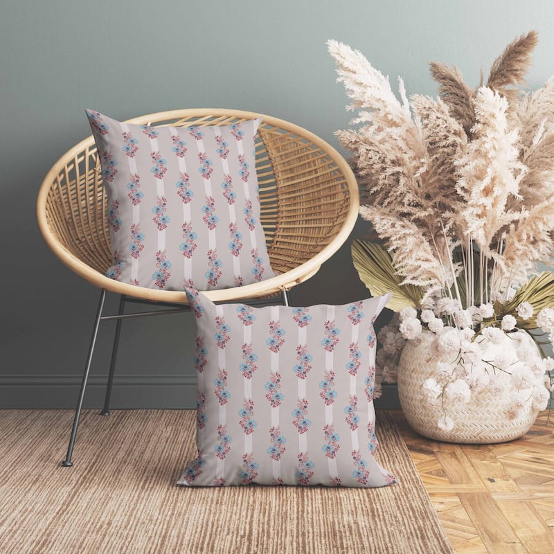 Floral Luminosity Faux Suede Reversible Throw Pillow Blue and Red