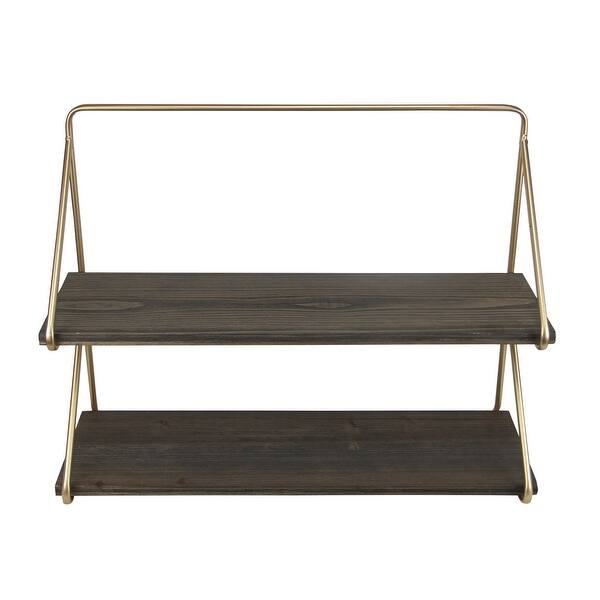 Shop 20 75 Brown And Gold Contemporary 2 Tier Wall Shelf On Sale Overstock 31716196