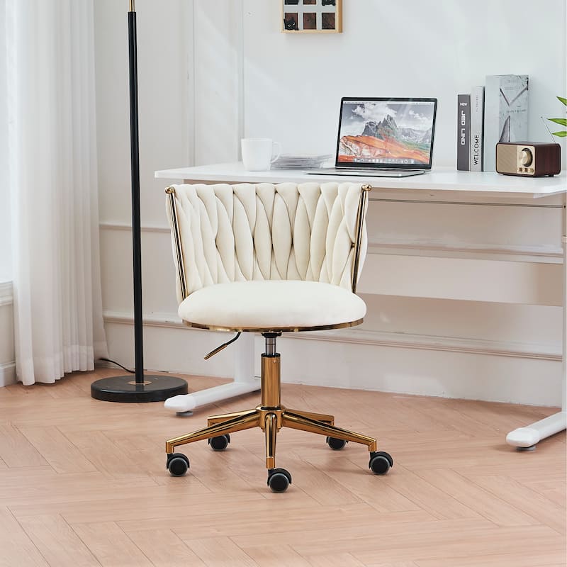 Office Desk Chair, Upholstered Home Office Desk Chairs with Adjustable Swivel Wheels, Ergonomic