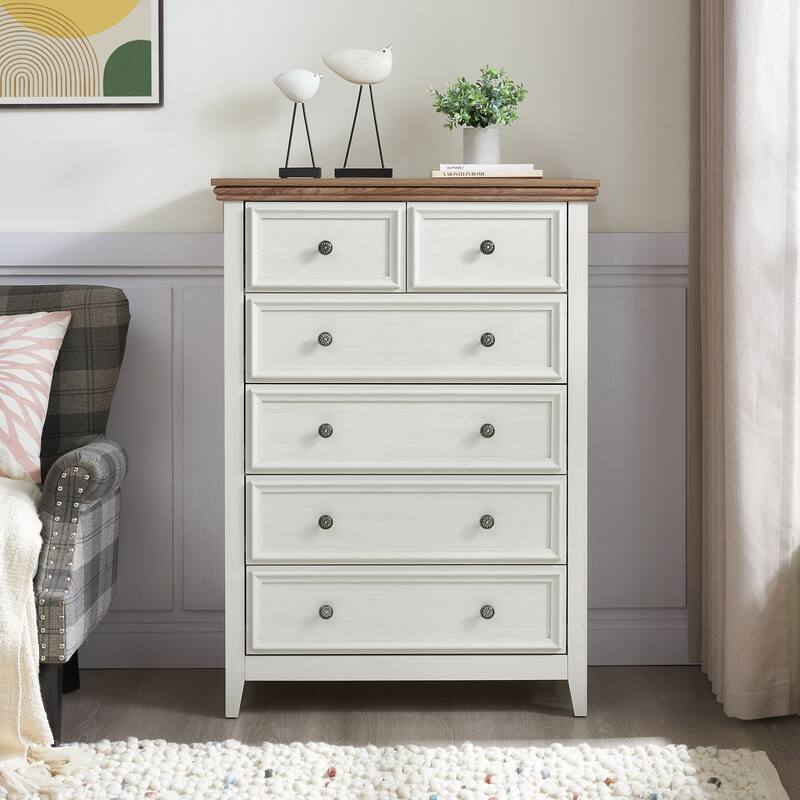 File Cabinet Sideboard Beige Cupboard Chest of Drawers with 6 Drawers