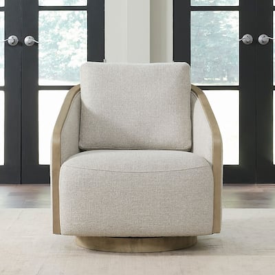 Liberty Furniture Nora Upholstered Swivel Accent Chair -Light Brown, Dark Brown - Width 32" x Depth 35" x Height 32"