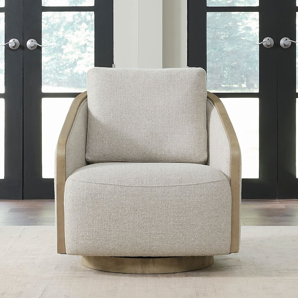 Liberty Furniture Nora Upholstered Swivel Accent Chair -Light Brown, Dark Brown - Width 32" x Depth 35" x Height 32"