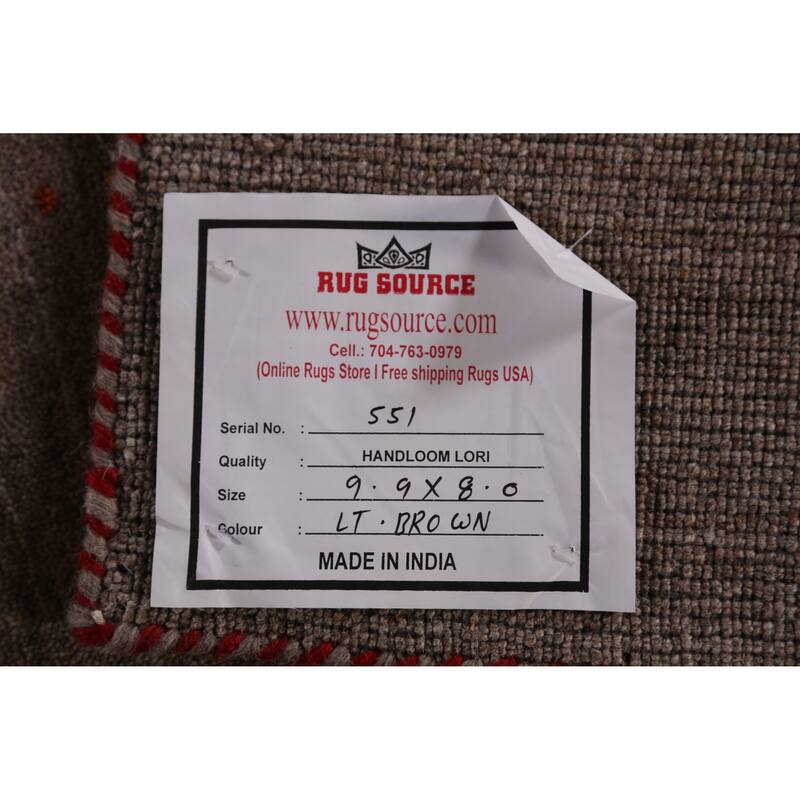 Hand Knotted Oriental 100% Wool Carpet Tribal Animal Pictorial Brown Gabbeh Area Rug - 9' 9'' X 8' 0''