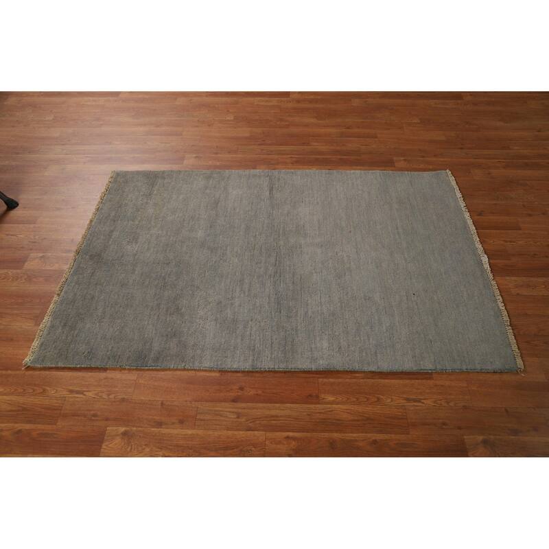 Hand Knotted Oriental 100% Wool Carpet Modern Modern Greys & Charcoal Gabbeh Area Rug - 5' 1'' X 3' 4''