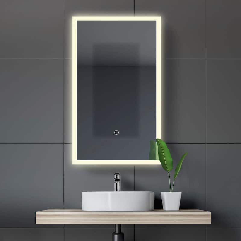 Mirrored Aluminum Bathroom Medicine Cabinet with LED lights - 15x30 - Right Hand Door