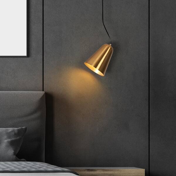 slide 2 of 14, Patiy Mid-century Modern Gold Pendant Lights 1-light Dimmable Island Lighting with Metal Shade Gold