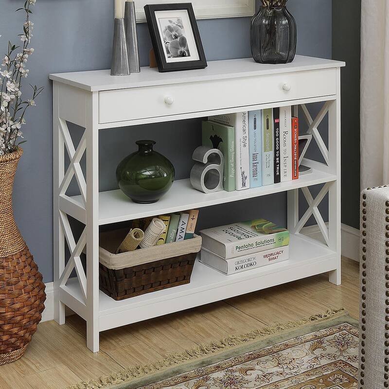 Convenience Concepts Oxford 1 Drawer Console Table with Shelves - White