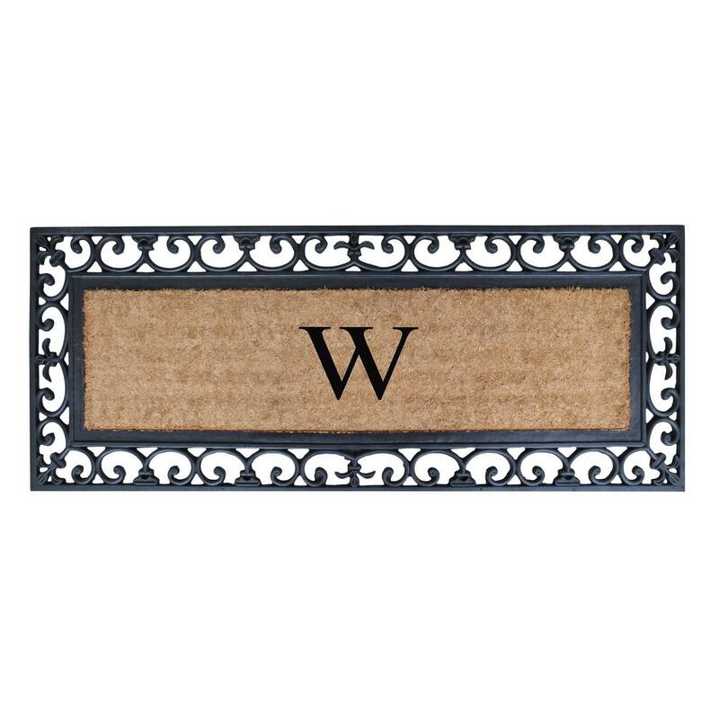 Non Slip Coir Low Profile Myla Monogrammed Entry Doormat, 17.7"x47.25" - monogrammed w