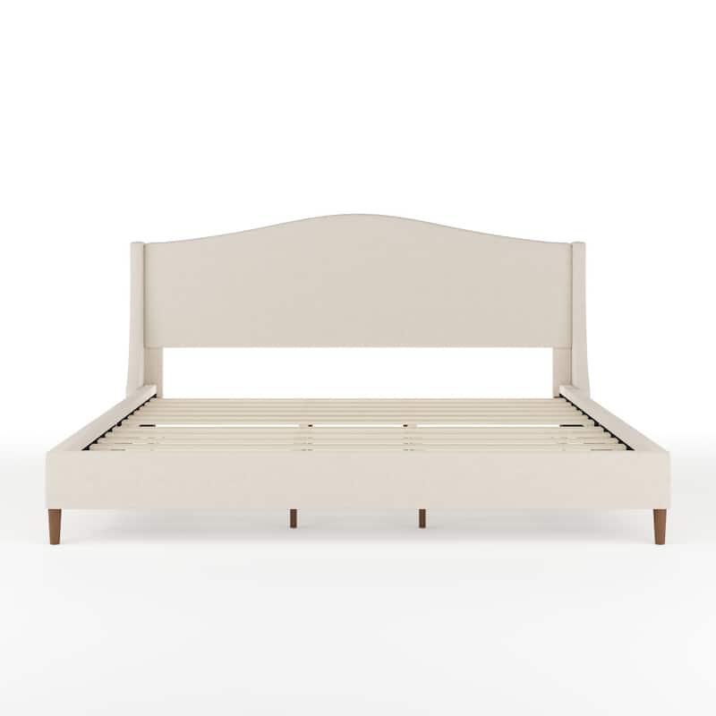Martha Stewart Upholstered Platform Bed with Curved Headboard