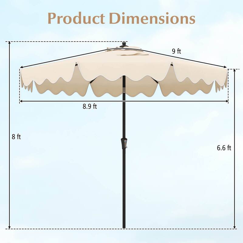 Costway 9 FT Patio Umbrella 2-Tier Market Table Umbrella with
