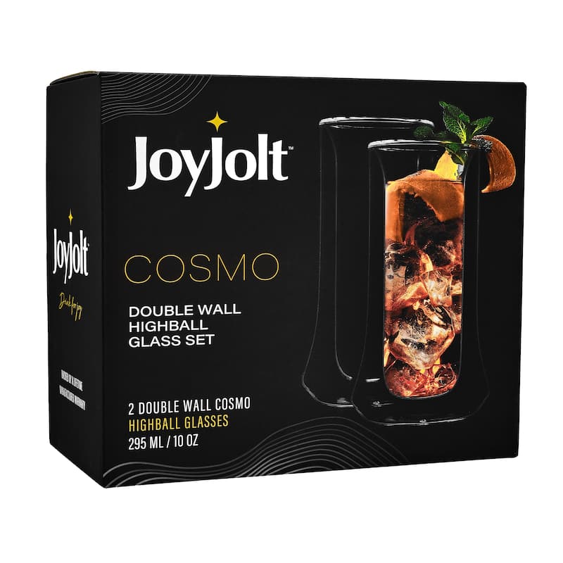 JoyJolt Cosmo Insulated Double Wall Highball 10-ounce Glass (Set of 2) - 10 oz