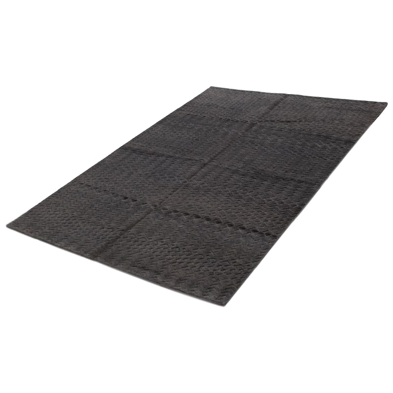 ECARPETGALLERY Hand-knotted Tangier Grey Wool Rug - 6'8 x 9'8