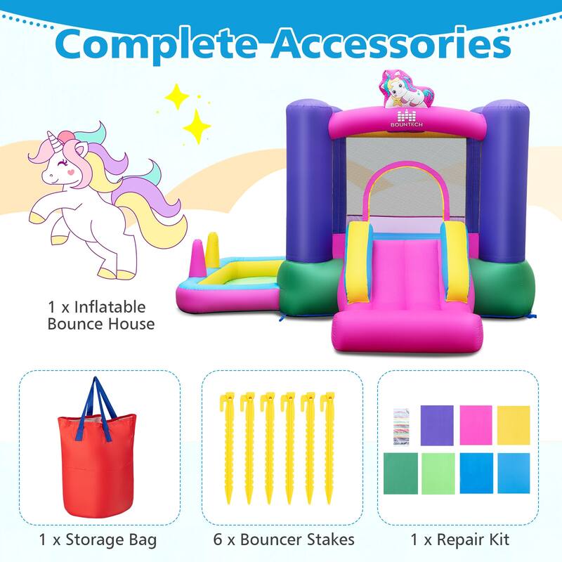 Gymax Inflatable Bounce House Kids 6-in-1 Bouncy Castle Pitching Game