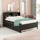 preview thumbnail 41 of 46, Pine Platform Bed with Storage Headboard, Trundle, and Drawers Full - Espresso