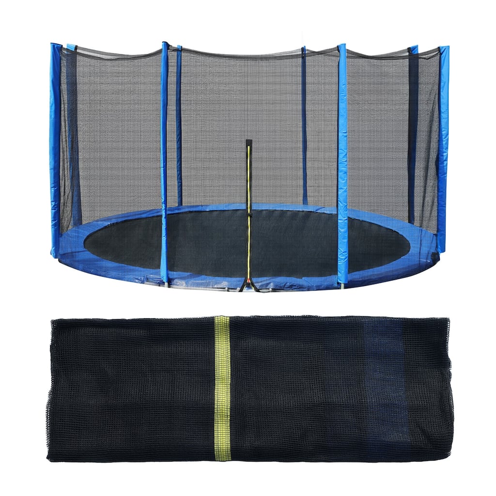 Aoodor Outdoor Trampoline Replacement Net with Zipper, Hooks, Pole Cover