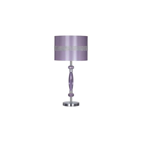 Acrylic and Metal Base Table Lamp with Fabric Shade, Purple - 23.75 H x 11 W x 11 L Inches