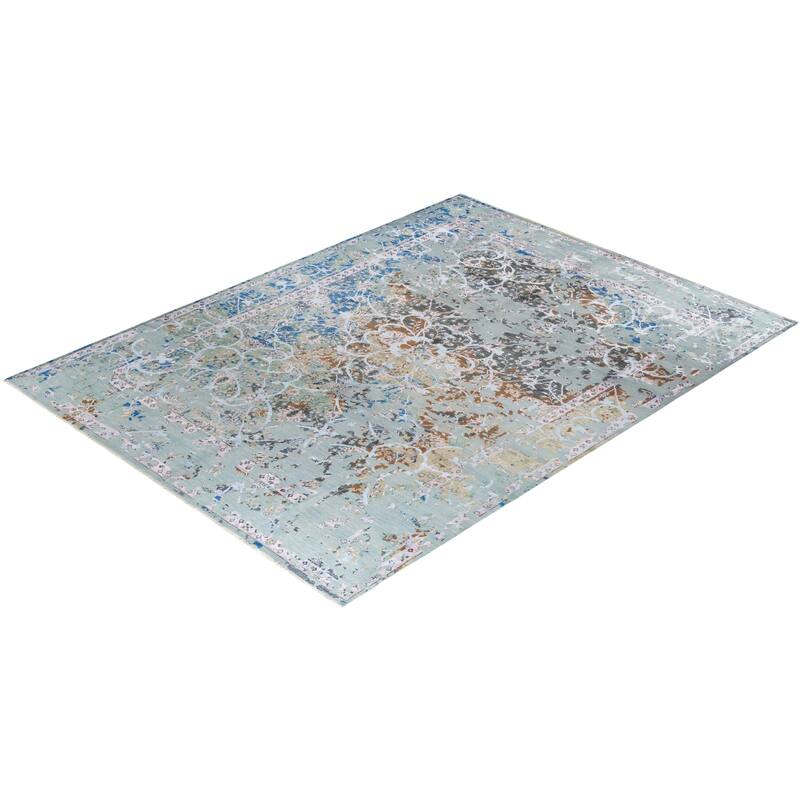 Ikat One-of-a-Kind Hand-Knotted Area Rug - Gray, 9' 1" x 11' 10" - 9' 1" x 11' 10"