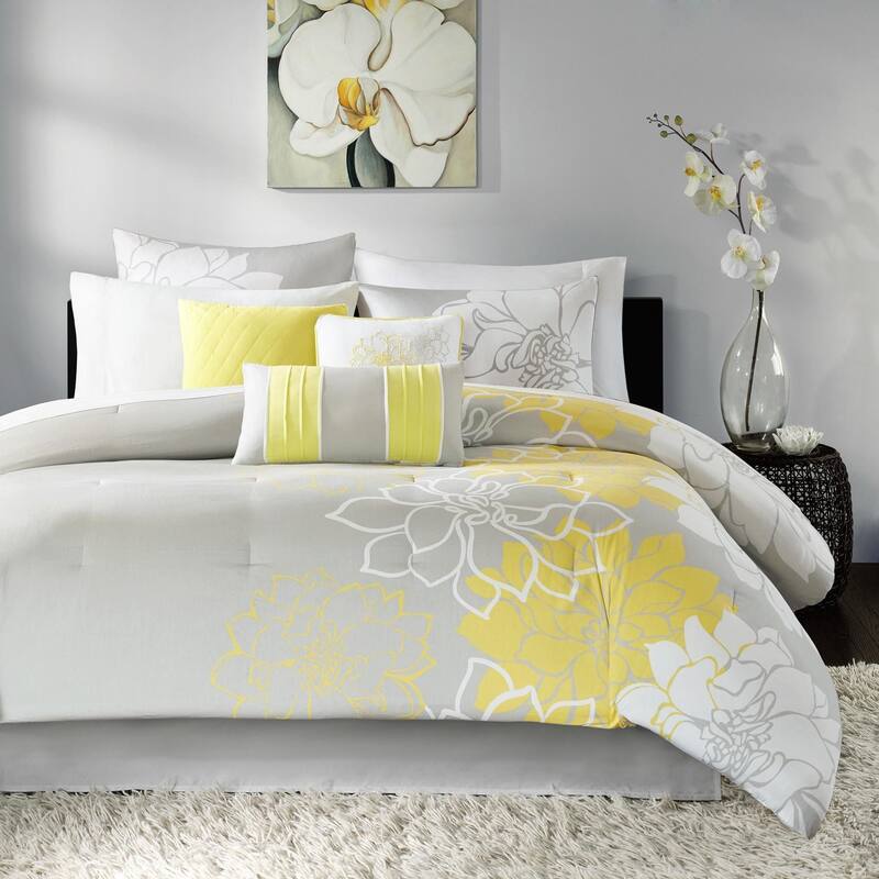GDF Studio - Lola Printed Cotton Sateen Comforter Set with Decorative Pillows