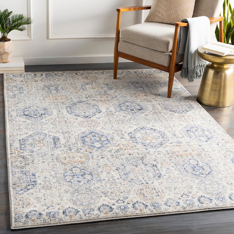 Livabliss Appingedam Vintage Medallion Area Rug - Blue/Tan - 4'3" x 5'7"
