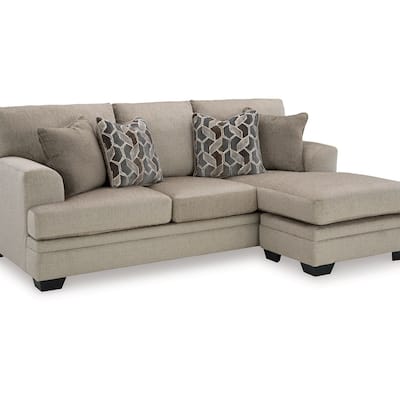 Ead Sectional Sofa Reversible Chaise, 4 Pillows, Taupe Brown Polyester