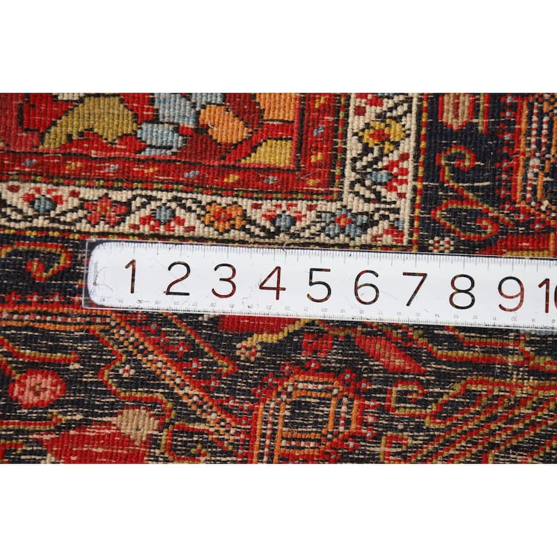 Hand Knotted Oriental 100% Wool Carpet Traditional Floral Navy Blue & Blues Sarouk Area Rug - 10' 5'' X 6' 10''