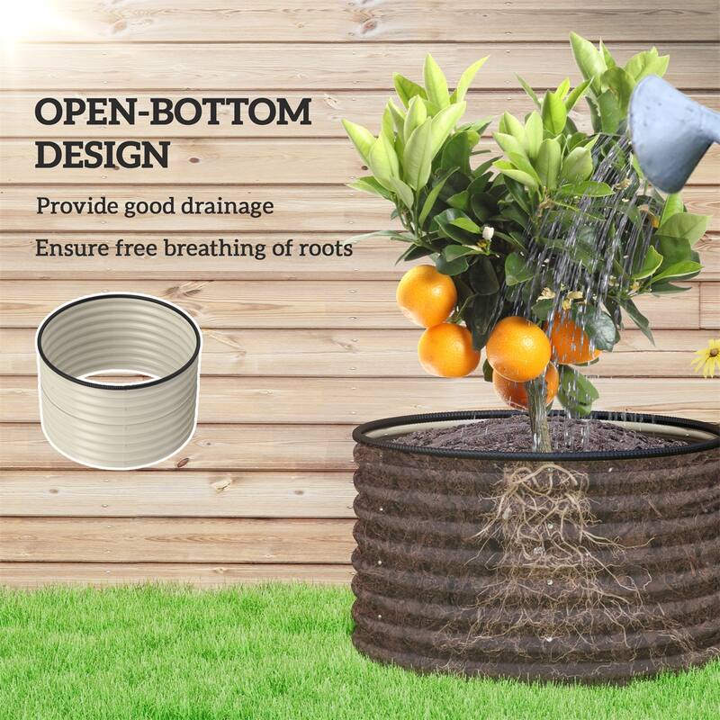 Set of 2 Galvanized Steel Raised Garden Beds Planters for Flowers Herbs Vegetables