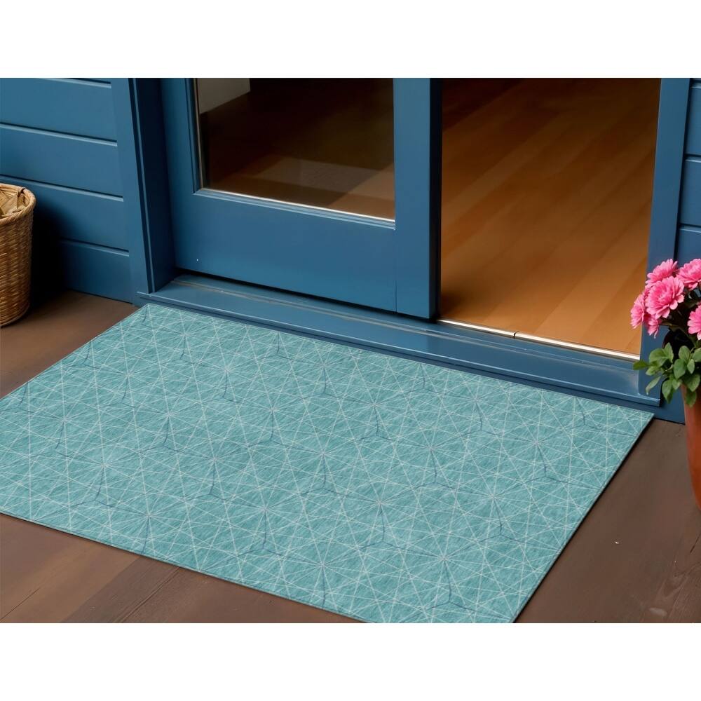 HomeRoots Geometric Transitional Rectangle Outdoor Rug