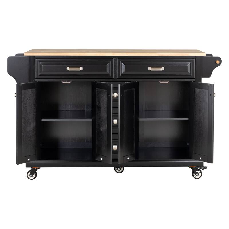Kitchen Cabinet with Adjustable Shelves, Kitchen Island with Drawers, Kitchen Storage Cart with Built-in Spice Rack